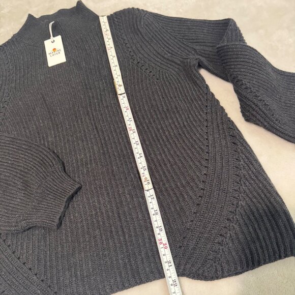 Marine Layer Erin Turtleneck women Sweater Black color Ribbed Knit XL New - Picture 6 of 11